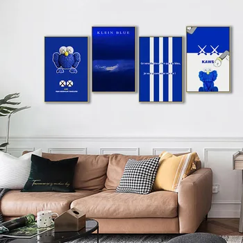Klein Modrá Plagát a Vytlačí Abstraktné Umenie Stenu Decor Plátno, Maľovanie Rám Moderné Nordic Vytlačiť Obrázok pre Obývacia Izba Domov