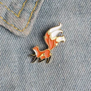 Malý Fox Smalt Pin Vlastné Mini Zvierat Brošne za Tričko Klope Batohu Cartoon Veľký Chvost Fox Odznak Šperky, Darček pre Priateľov
