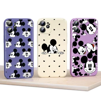 Mickey Mouse Láska Kvapalné Silikónové Mäkké Kryt Pre Apple IPhone 13 12 Mini 11 Pro XS MAX XR X 8 7 6 SE Plus Telefón Prípade