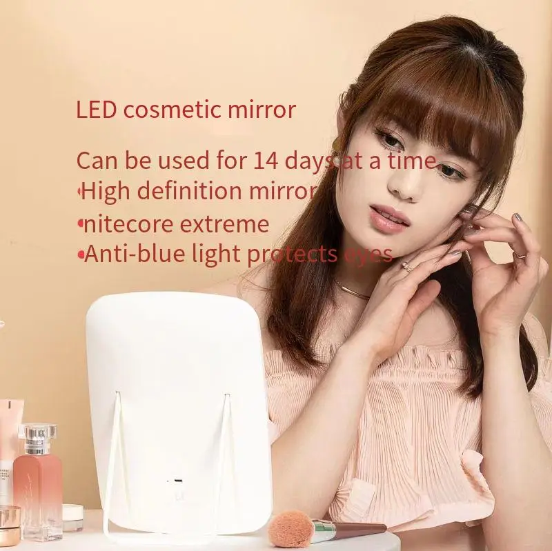 Xiaom Judy LED Make-up Zrkadlo so Svetlom Vyplniť Svetelné Kozmetické Zrkadlo Študentské Koľaje Ploche Stola Prenosné Skladacie Zrkadlo1